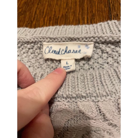 Women's size L Grey sweater with Lace front, Cloud Chaser - Picture 2 of 6
